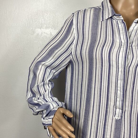 Fresh Produce Striped Half Button Hi-Low Tunic Top - Picture 2 of 10